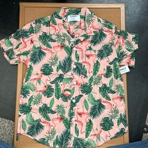 Old navy pink flamingo button up short sleeve